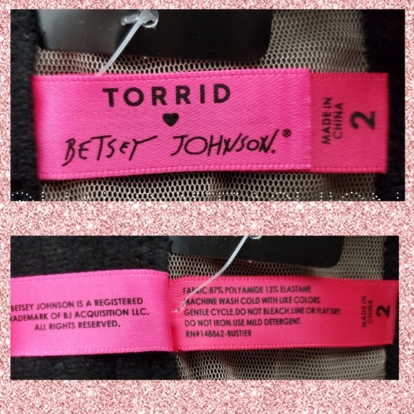 BETSEY JOHNSON Limited Edition TORRID Black Pink Bow Lace Bustier! 🎀 - Picture 9 of 11